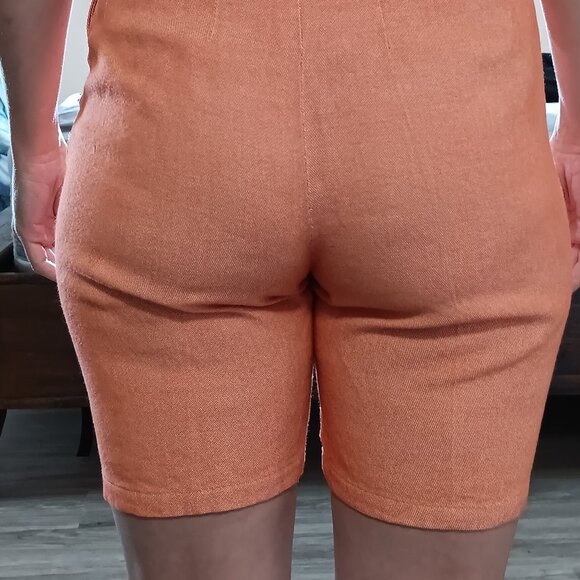 Vintage 1950s 1960s Orange Bermuda Shorts Home Sewn Cotton XS - Picture 7 of 12